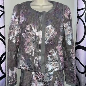 Elie Tahari Tessa Silver Pink Metallic Jacket 4